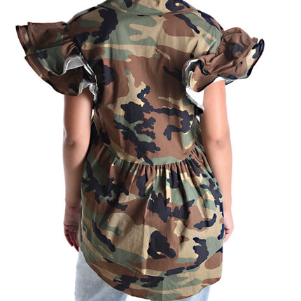 Camouflage blouse met ruches SSE120098